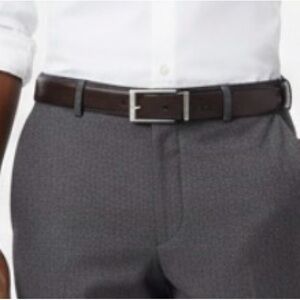 Zenga Elegant brown Leather Men's Belt silver buckle size 38 NWT